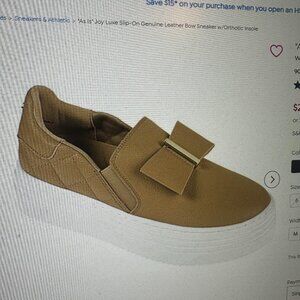 Joy Luxe Women’s Slip-On Bow Sneakers – Genuine Leather – Orthotic Insole –